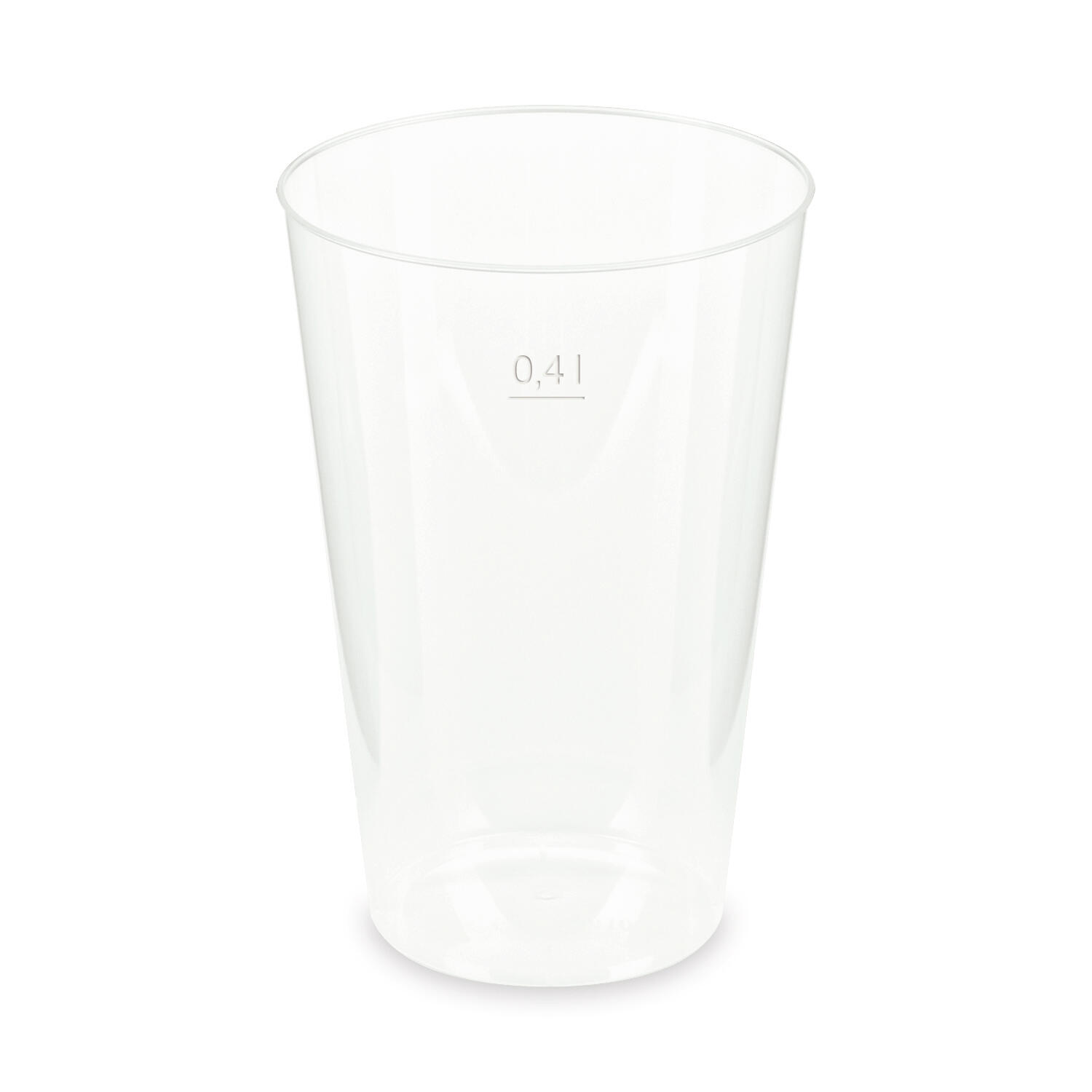 Mehrwegbecher Pfandbecher transparent stabil+ PP 0,4L Eichstrich � 87mm, 10 Stk.