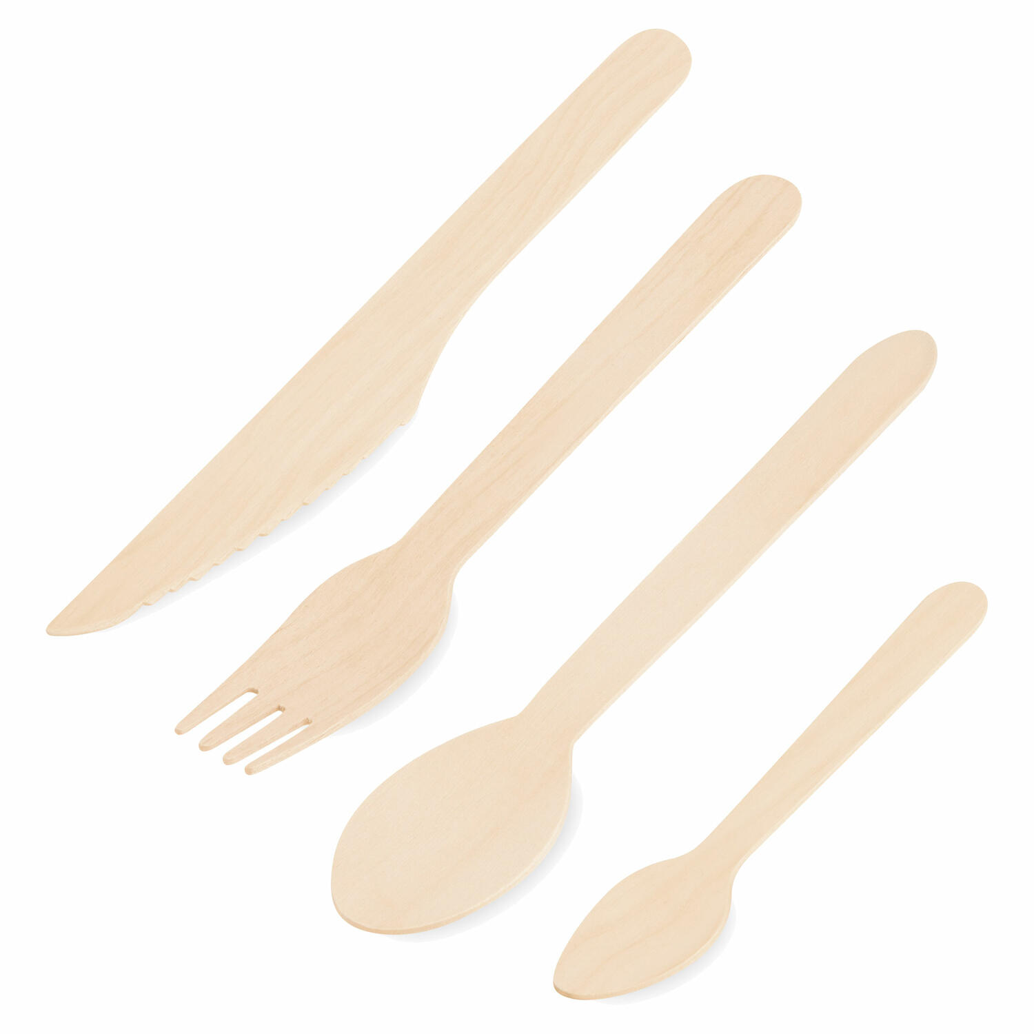 Bestecksets aus Holz biologisch abbaubar Gabeln Messer Lffel Kaffeelffel, 10 Sets