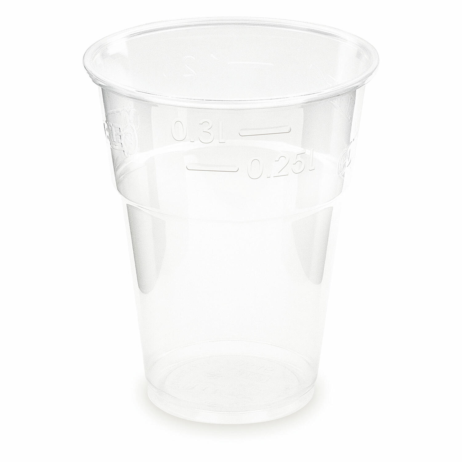 BIO Trinkbecher klar 300 ml 0,3 l Eichstrich Biokunststoff PLA � 85mm, 10 Stk.