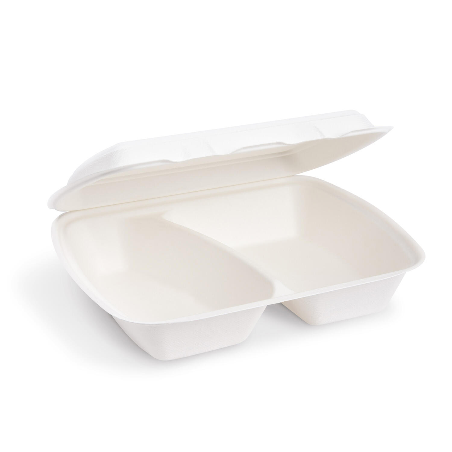 Bio Men�boxen Lunch-Boxen 2-geteilt aus Zuckerrohr Bagasse 1000ml 241x202x70mm, 50 Stk.