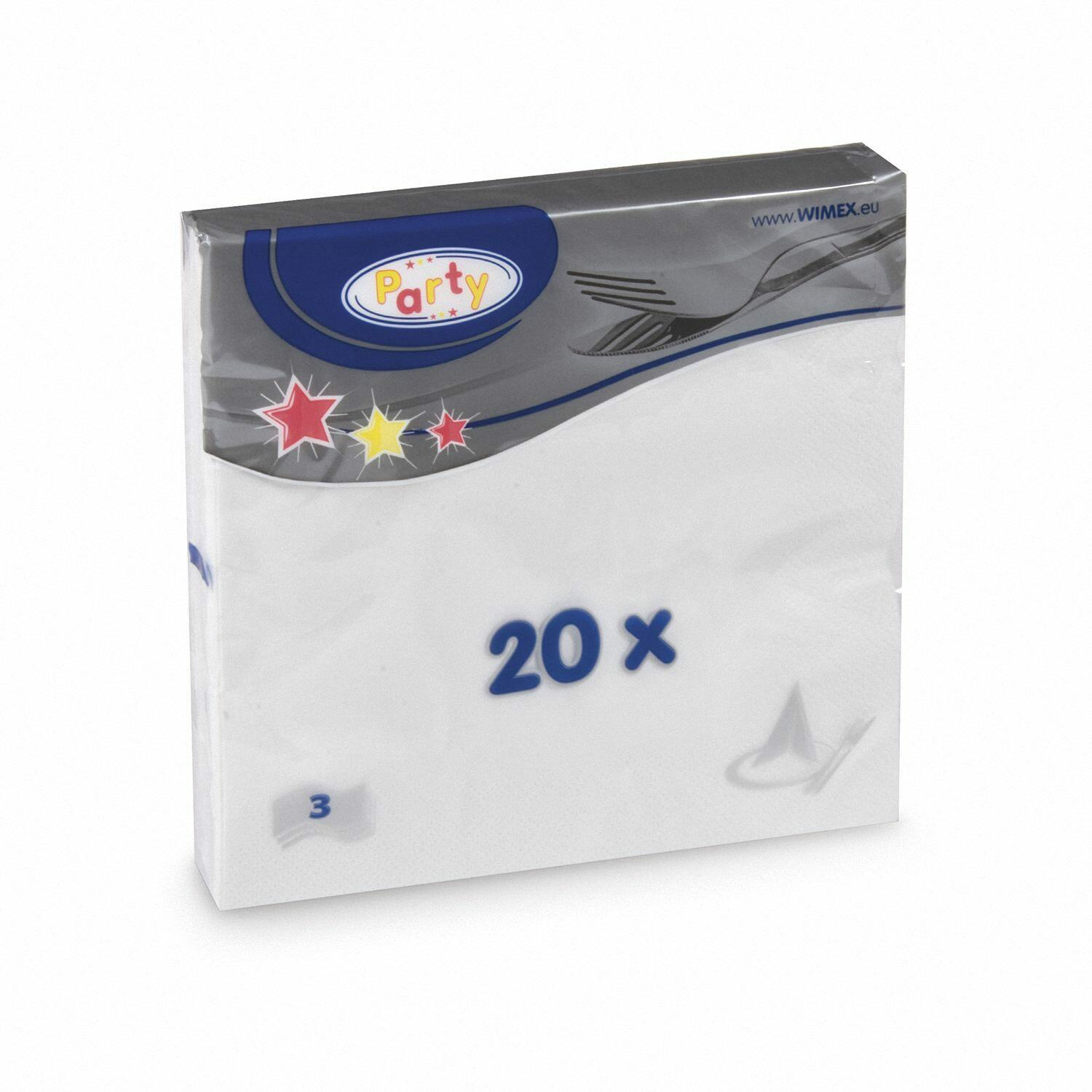 Servietten 33 x 33 cm 1/4 Falz 3-lagig wei�, 20 Stk.