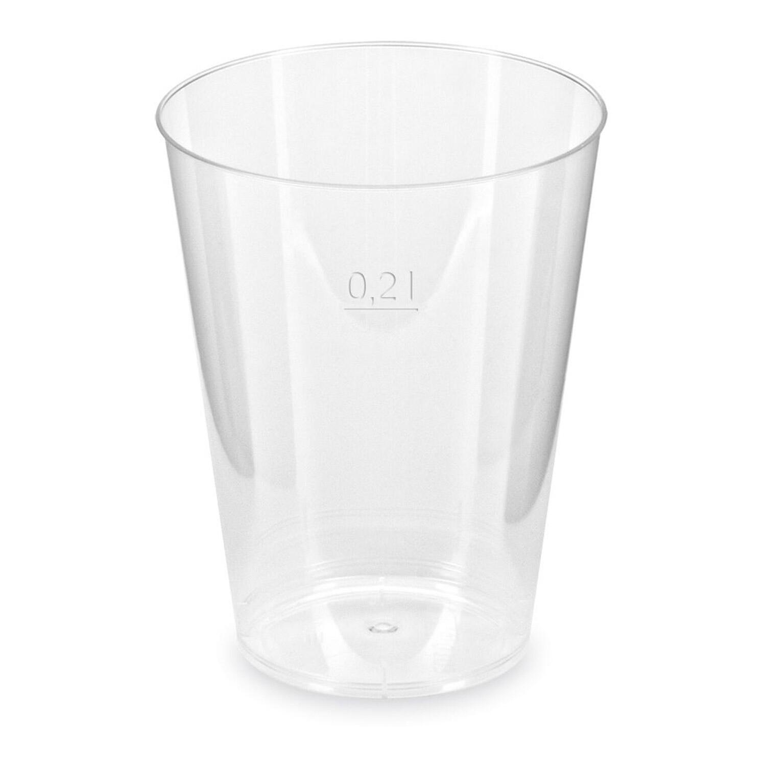 Trinkglas Trinkbecher Plastikbecher glasklar mit Eichstrich bei 200ml, 50 Stk.