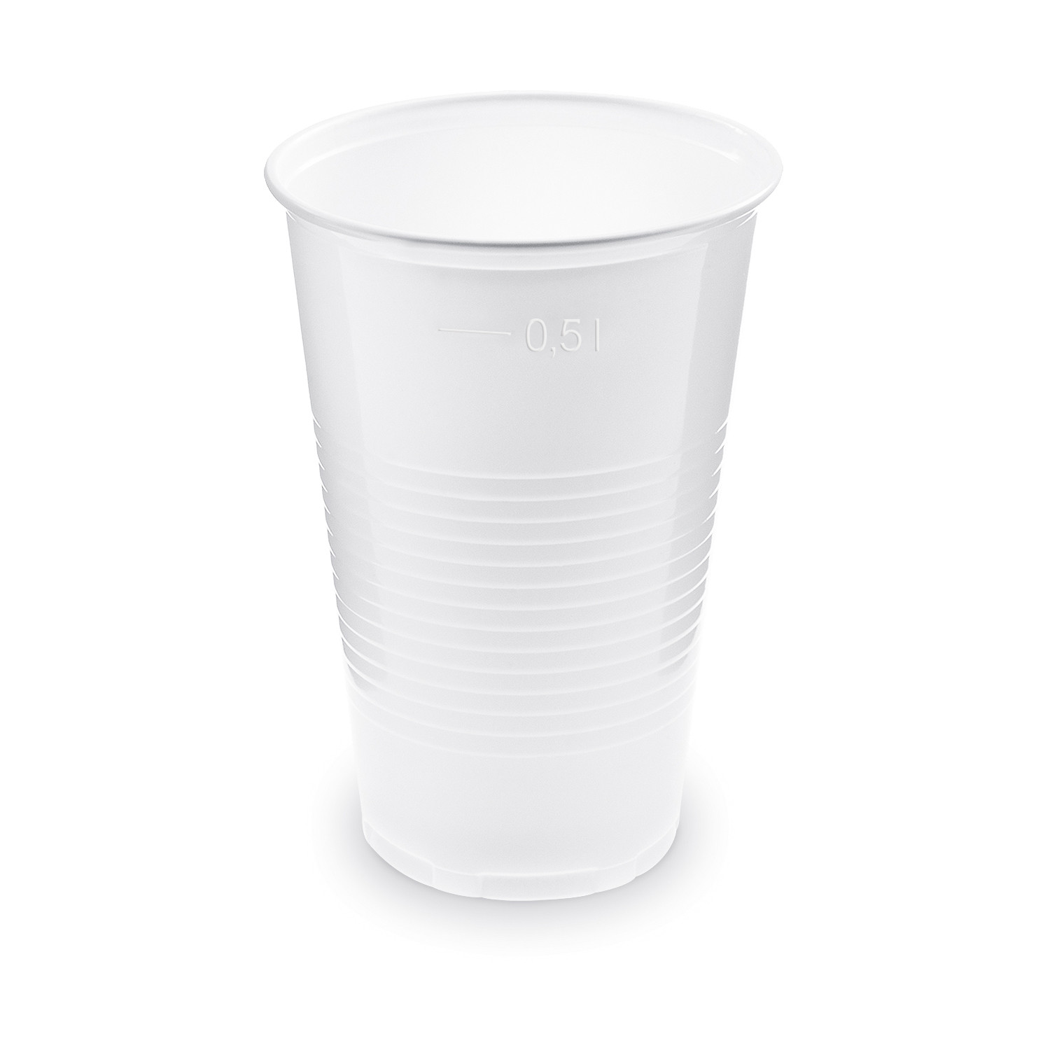 Trinkbecher Getr�nkebecher wei� mit Eichstrich bei 0,5l | 500 ml PP, 10 Stk.