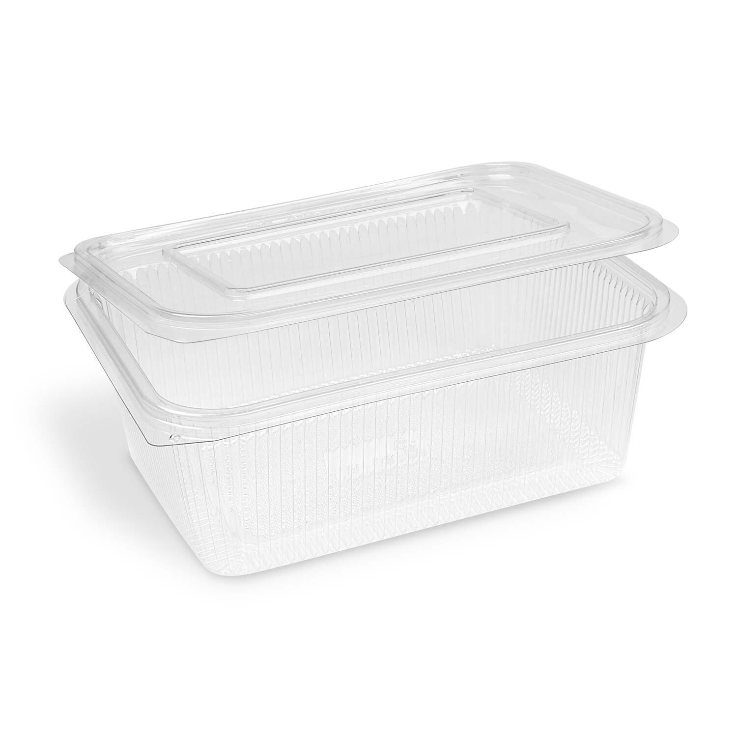 Rechteckbecher klar mit Deckel 750 ml (rPET), 50 Stk.