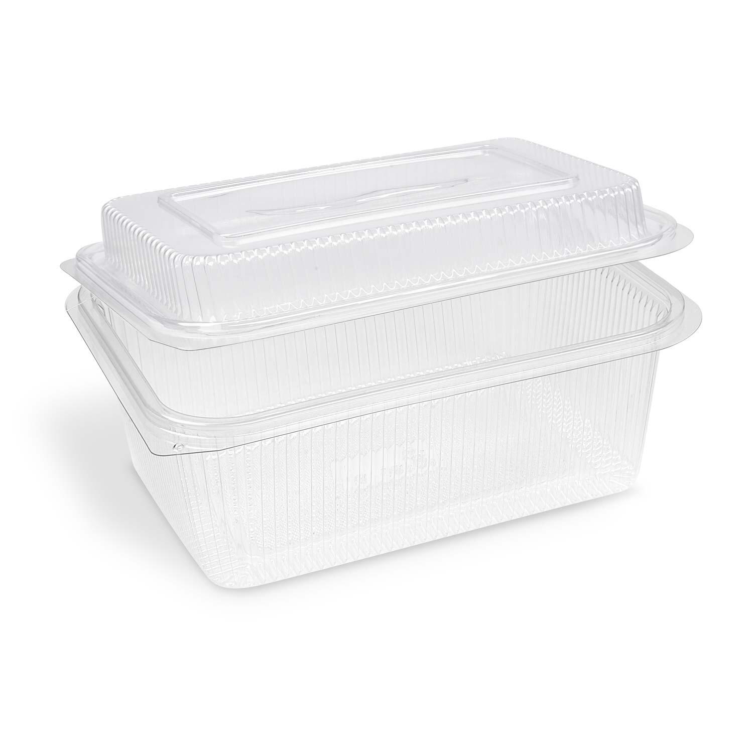 Rechteckbecher klar mit Deckel 2000 + 450 ml (rPET), 50 Stk.