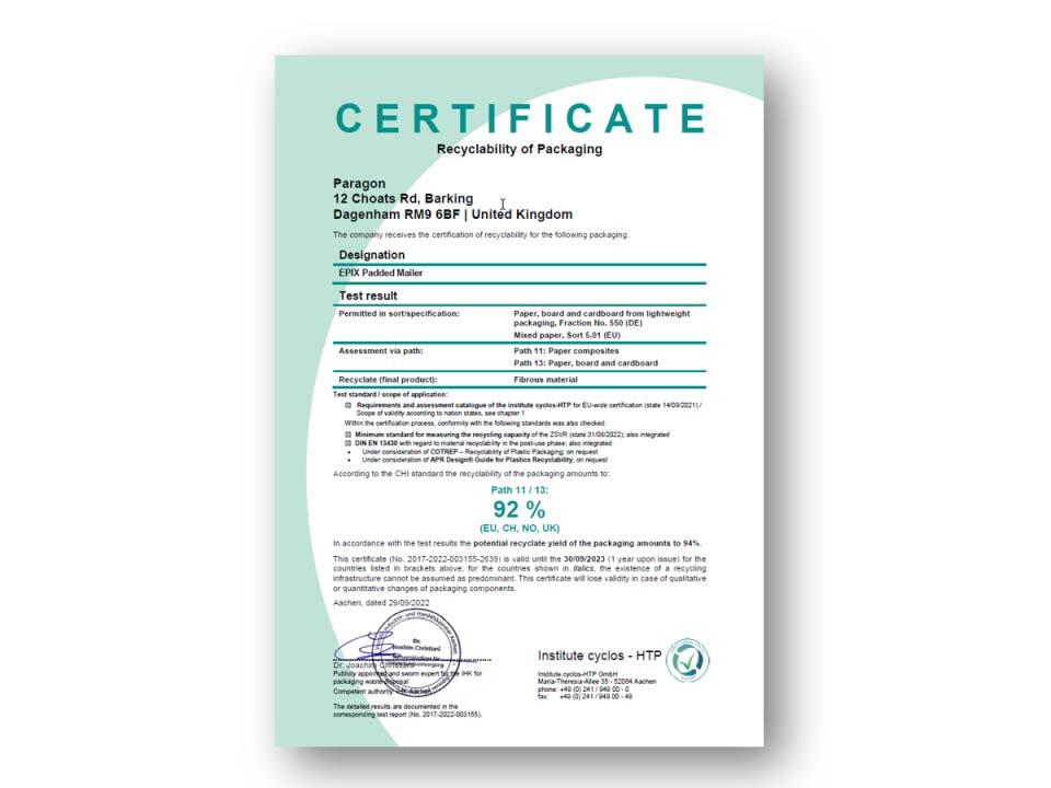 Certificate ecoMLR