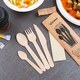 Bestecksets aus Holz biologisch abbaubar 4-teilig Gabel Messer Lffel Serviette hygienisch verpackt, 50 Sets